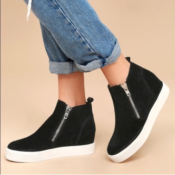 steve madden black zipper sneakers